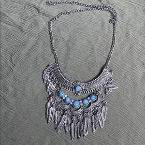 Silver and Blue Statement Necklace